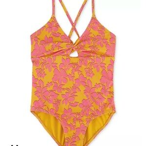NWT- Roxy Big Girls Island Time Twist-Front One-Piece Swimsuit UPF 50+ Size 10